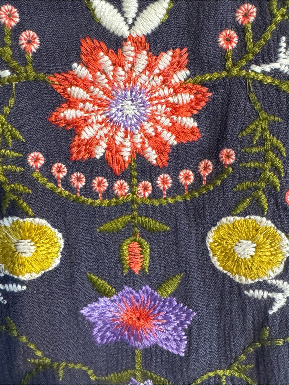 NWT V-Neck Top with Multicolor Floral Embroidery SMALL    #J - Picture 6 of 11